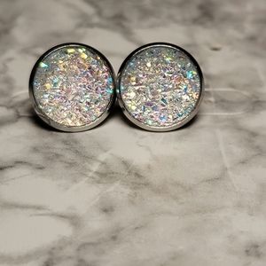Opal Druzy Stud Earrings
